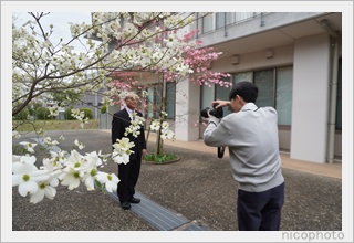 熊本県立第二高等学校校長先生の写真を写真部員が撮影。